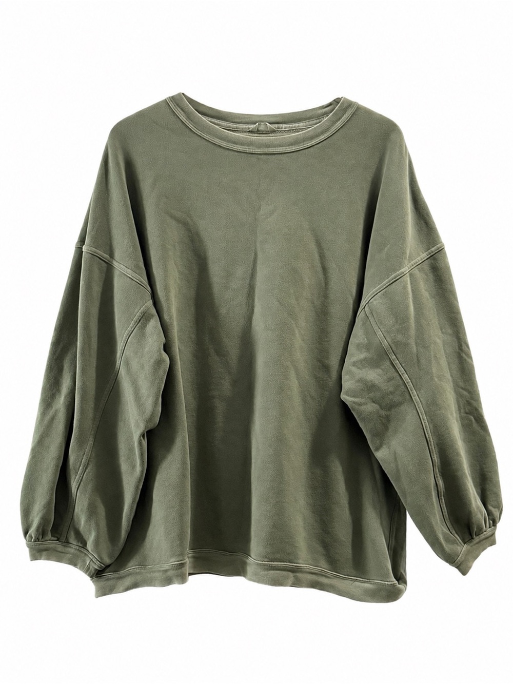 Aerie Oversized Crewneck Sweatshirt XL Sage Green Balloon Sleeve French Terry